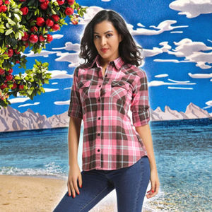 Nuevas Blusas Formales de Moda para Mujer, Otoño, Franela Tejida, Transpirable, Manga Larga, Cuello Camisero, Camisas a Cuadros - Product Image 3