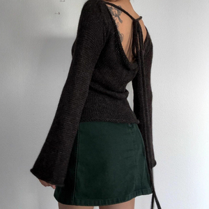 Nuovo Top in <span class=keywords><strong>Maglia</strong></span> con Maniche a Campana, Allacciatura Sexy sulla <span class=keywords><strong>Schiena</strong></span>, Maglione Elegante per Donne - Product Image 4