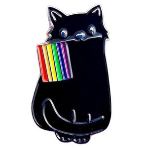 Broche de drapeau <span class=keywords><strong>arc</strong></span>-<span class=keywords><strong>en</strong></span>-<span class=keywords><strong>ciel</strong></span> <span class=keywords><strong>en</strong></span> métal LGBT personnalisé, dessin animé émail chat Pride - Product Image 2