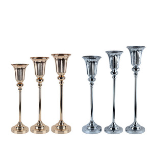 Tall Gold Silver Wedding <strong>Flower</strong> Stand Centerpiece Metal Trumpet <strong>Flower</strong> <strong>Vase</strong> for Party Table Decorations - Product Image 5