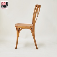 Chaise en plastique empilable à dossier croisé aspect bois vintage pour hôtel, fête, événement, chaise d'invité