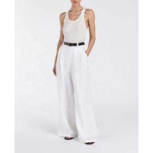 <span class=keywords><strong>Pantaloni</strong></span> estivi da donna in <span class=keywords><strong>lino</strong></span> a vita alta a vita larga <span class=keywords><strong>marrone</strong></span> a gamba larga con <span class=keywords><strong>pantaloni</strong></span> <span class=keywords><strong>di</strong></span> <span class=keywords><strong>lino</strong></span> bianco - Product Image 4