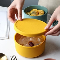 Boîte de conservation alimentaire ronde réutilisable entièrement en silicone, qualité alimentaire, résistance aux hautes températures, boîte à lunch bento avec couvercle