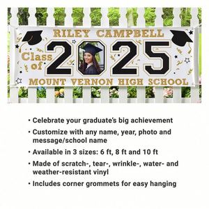 Personalized Graduation 2025 Vinyl <b>Banner</b> Custom School Colors Photo Yard Signs Graduation Gifts Backdrops for Events - Product Image 2