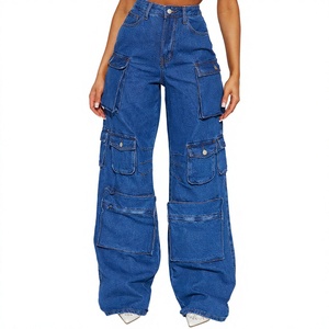 New Fashion Women's High <b>Rise</b> Flared Denim Jeans Vintage Wide Leg Cotton Pants Trendy Casual Streetwear Korean Style - Product Image 1