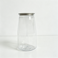 Boîte de boisson transparente en PET de qualité alimentaire avec couvercle en aluminium à ouverture facile, logo personnalisé disponible pour les sodas, les jus, les milk-shakes