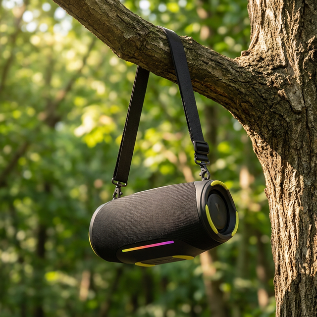 New Arrival ES300L Outdoor 80W Bluetooth Speaker Waterproof Stereo Surround Sound LED RGB Light Portable Audio Speaker Supplier