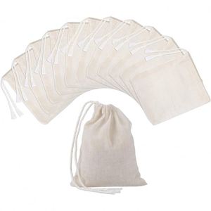 Wholesale Custom Logo Personalized Soft Fabric Calico Canvas Cotton Drawstring <b>Bag</b> With Double <b>String</b> - Product Image 2