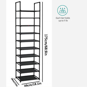 Zapatero Metálico de 10 Niveles, Organizador de Zapatos que Ahorra Espacio, Estante Apilable de Tela No Tejida - Product Image 3