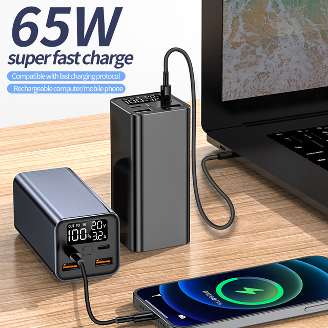 65W USB C Portable Laptop Charger Super Fast Charging 20000mAh Battery Pack for Laptop, MacBook Air, Dell, IPad, HP, Steam Deck