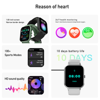 Smartwatch H25-Green - Fitness Tracker Touchscreen con 5-10 Giorni di Autonomia, Impermeabile IPX-7, Cinturino in Gel di Silice