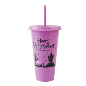 24oz Halloween riutilizzabili tazze con coperchi e cannucce sfuse per adulti Kid Women Party, portatile a prova di fuoriuscita tazze per caffè ghiacciato - Product Image 2