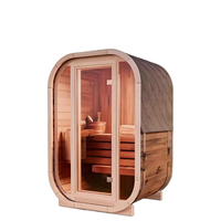 Sauna Traditionnel Portable en Bois de Cèdre Rouge Massif, Design Moderne, 1-2 Personnes, Vapeur Sèche et Humide, Idéal Jardin, Grande Vente