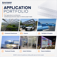 Panneau de toiture en polycarbonate alvéolaire transparent BAKWAY 4 mm, 6 mm, 8 mm, résistant aux UV, pour couverture de serre commerciale
