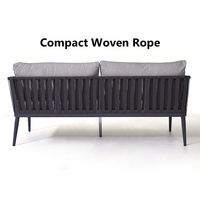 Ensemble de Canapés d'Extérieur Tressés en Corde, 4 Pièces en Aluminium, Étanche, pour Terrasse et Jardin, Mobilier de Détente