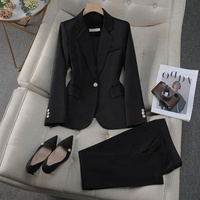 Ensemble pantalon et blazer rouge pour femme, 2 pièces, bouton unique, qualité supérieure, vente en gros, abricot, 2025