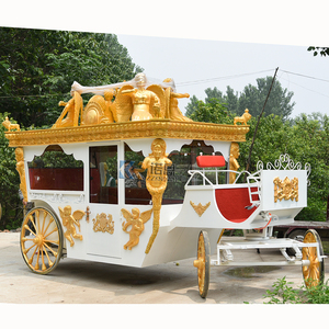 Chariot de luxe électrique sculpté pour chevaux, chariot royal à 4 roues, structure en acier Q235B, idée cadeau pour mariage et Noël - Product Image 2