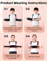 Correcteur de posture anti-cyphose pour enfants avec logo personnalisé, réglable, respirant, en polyester, avec fermeture auto-agrippante et stabilisateur dorsal