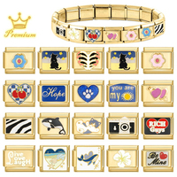 Ensemble de bijoux italien en acier inoxydable plaqué or 18 carats, accessoires DIY pour bracelet, bague, collier et chaîne de cheville