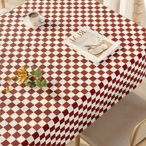 Mantel cuadrado blanco y rojo de lujo para mesa, mantel a prueba de aceite Easyclean para restaurante, mantel para fiesta en casa, mantel adornado
