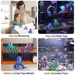 Figurine articulée pieuvre 3D imprimée, phosphorescente, jouet, figurine d'action 3D, cadeau artisanal pour enfants, jouets en gros - Product Image 4