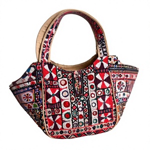 Bolso Tote de Algodón con Patrón Geométrico Tribal Bohemio, con Dos Asas, Bordado a Mano, Diseño Vintage para Viaje - Product Image 2