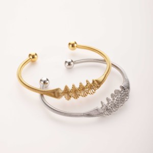 Bracciali alla Moda Personalizzabili, Stili a Filo Intrecciato, Bracciali Aperti e a Forma Rotonda con Aspetto Metallico Misto - Product Image 1