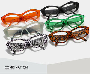 女性用ビンテージエレガントな猫目コンピュータメガネ不規則なアンチブルーライトゼブラプリントフレームPC素材シェード - Product Image 6