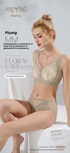 Grande busto da donna che minimizza reggiseno ricamato floreale in pizzo a cinque file ganci senza fili traspirante pieno formato più regolabile - Product Image 3