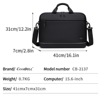 CoolBELL Factory – sacoche pour ordinateur portable de 15.6 pouces pour hommes, avec sangle pour bagages, étanche, pour voyage et affaires, grande capacité