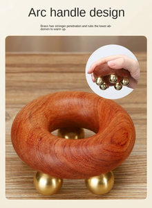 Gua Sha Universal-Sehnen-Meridian bürste aus Holz mit fünf Perlen für das Körper gesichts <span class=keywords><strong>massage</strong></span> gerät zur Reduzierung des Abdomens Rubs Brass Waist Accessory - Product Image 4