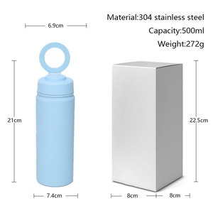 Stainless Steel Water <b>Bottle</b> 500Ml Insulated With Lid Ring For Outdoor Camping - Product Image 5