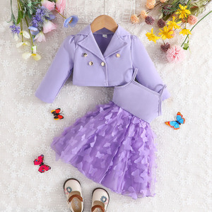 Nuevo Conjunto de Moda para Niñas, Abrigo de Manga Larga + Vestido del Mismo Color, Precio al por Mayor - Product Image 3
