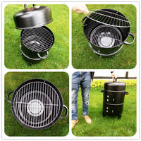 Barbecue de Jardin Multifonctionnel Haut de Gamme Moderne, Four à Bois, Fumoir, Gril, Cuiseur Lent, Durable, Portable, Tactile