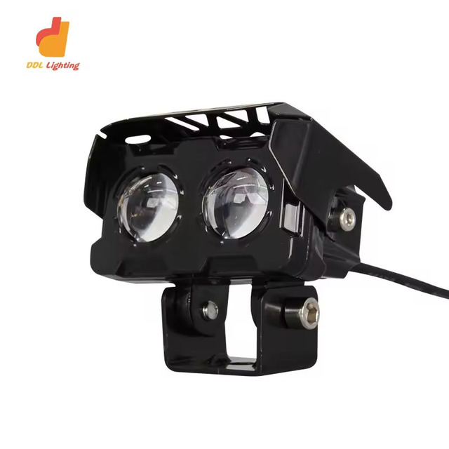 2 Lens LED Motorcycle Spotlight Yellow & White Two-Color Headlight Universal Modified Motorcycle Lighting System