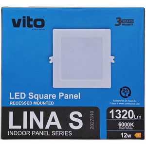 Panneau LED encastré carré 12W 6000K Lumière froide - Product Image 2