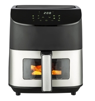 Freidora de aire sin aceite de acero inoxidable personalizada 1500W 6L LED Control táctil digital Diseño cuadrado Uso doméstico 12 programas preestablecidos