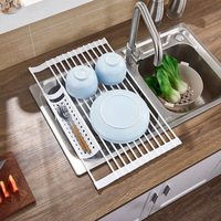 Étagère de cuisine en fer, égouttoir à vaisselle enroulable, organisateur de rangement pour assiettes sous l'évier de cuisine