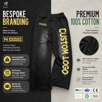 Pantalon de survêtement large personnalisé RAMAX 100 % coton, logo chenille délavé vintage, joggers usés, streetwear, vente en gros OEM