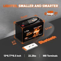 Batterie LiFePO4 LiTime 12,8 V 100 Ah Groupe 31 pour moteur de pêche à la traîne avec BMS intelligent Bluetooth pour bateaux marins et la pêche