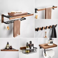 Ensemble d'accessoires de salle de bain en bambou écologique HOMEDEC, accessoires de salle de bain en bois de noyer