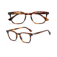 Montures de lunettes carrées vintage en acétate, motif écaille de tortue, pour hommes et femmes