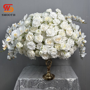 Suave grande 80cm seda blanca Rosa Artificial flor bola hecha a mano boda Mesa flor centros de mesa gran oferta - Product Image 1