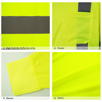 T-shirt réfléchissant haute visibilité 130 g/m² en polyester jaune fluorescent orange, vêtements de travail de sécurité du S au 5XL, coutures scellées CT31112