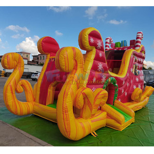 Commercial grade bounce <b>house</b> for kids toboggan gonflable <b>inflatable</b> santa sleigh bouncy slide combo - Product Image 6