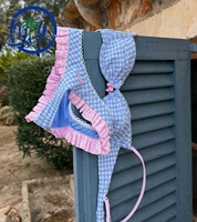 Bikiniset met beugelbeha, push-up, geruite kant, tweedelig, gingham badkleding, strandkleding, badpak, op maat gemaakt badpak voor dames