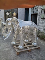 Statue d'éléphant disco en mosaïque grandeur nature, design d'intérieur personnalisé, grande taille, miroir mural, art mural d'éléphant