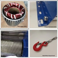 Petit treuil électrique, mini palan 1t, utilisation ATV/UTV, câble en acier 7 mm, hauteur de levage 30 m, télécommande sans fil, bleu, 220 V, style allemand