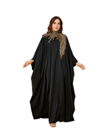 Robe de soirée élégante et modeste pour femmes, col mandarin, manches chauve-souris, patchwork de paillettes, satin, coupe ajustée, style musulman