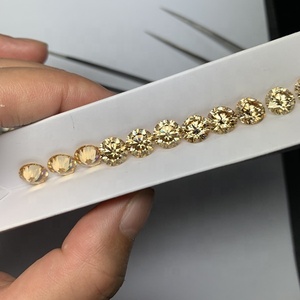 เพชรที่ปลูกในห้องปฏิบัติการ Moissanite Moissanite 1CT ทรงกลมสีเหลือง<span class=keywords><strong>แชมเปญ</strong></span>อัญมณี Moissanite พร้อมใบรับรอง GRA - Product Image 1
